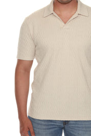 Mojito Mens Premium Stylish Polo Shirt with Modern Textured Cable Knit Pattern