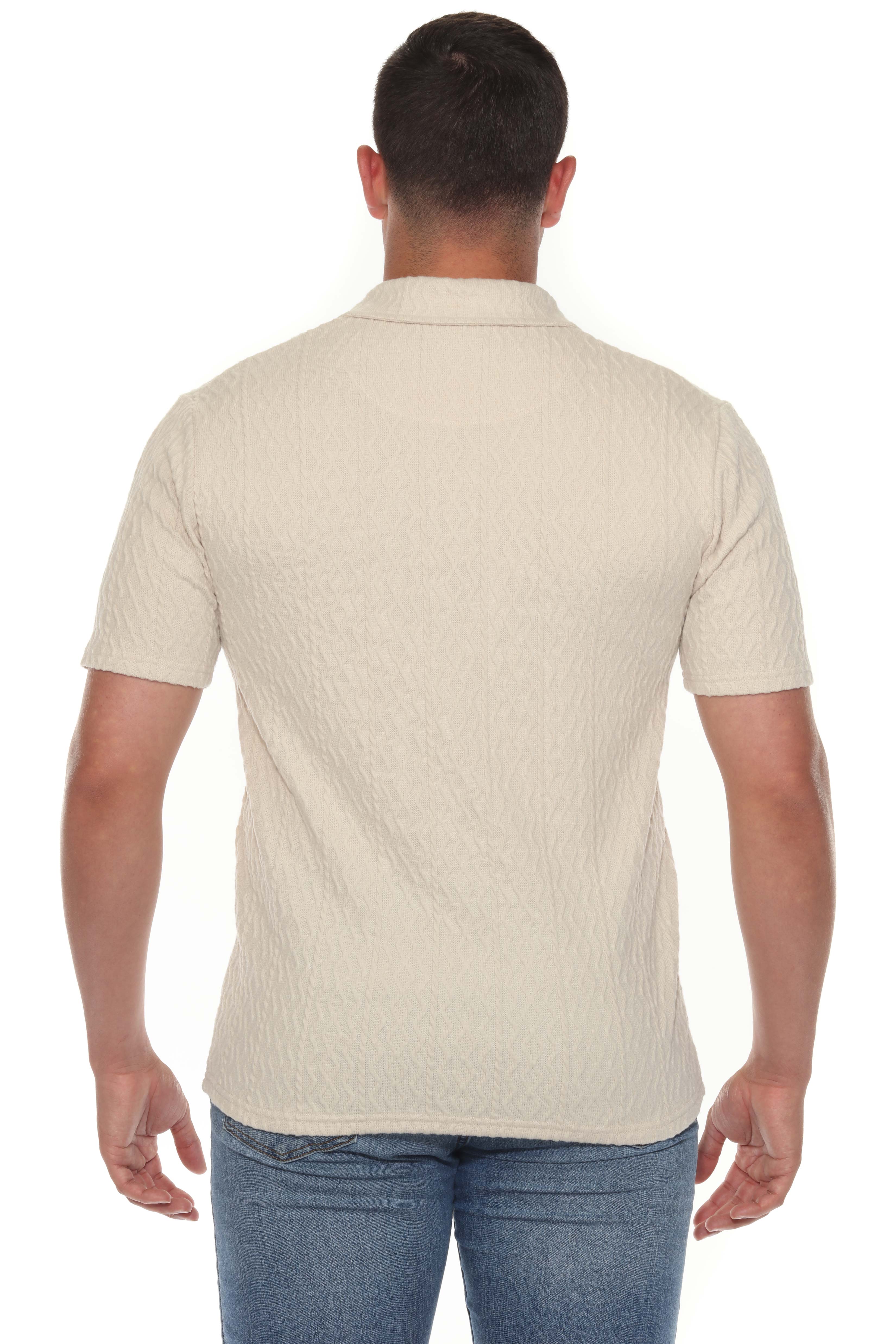 Mojito Mens Premium Stylish Polo Shirt with Modern Textured Cable Knit Pattern