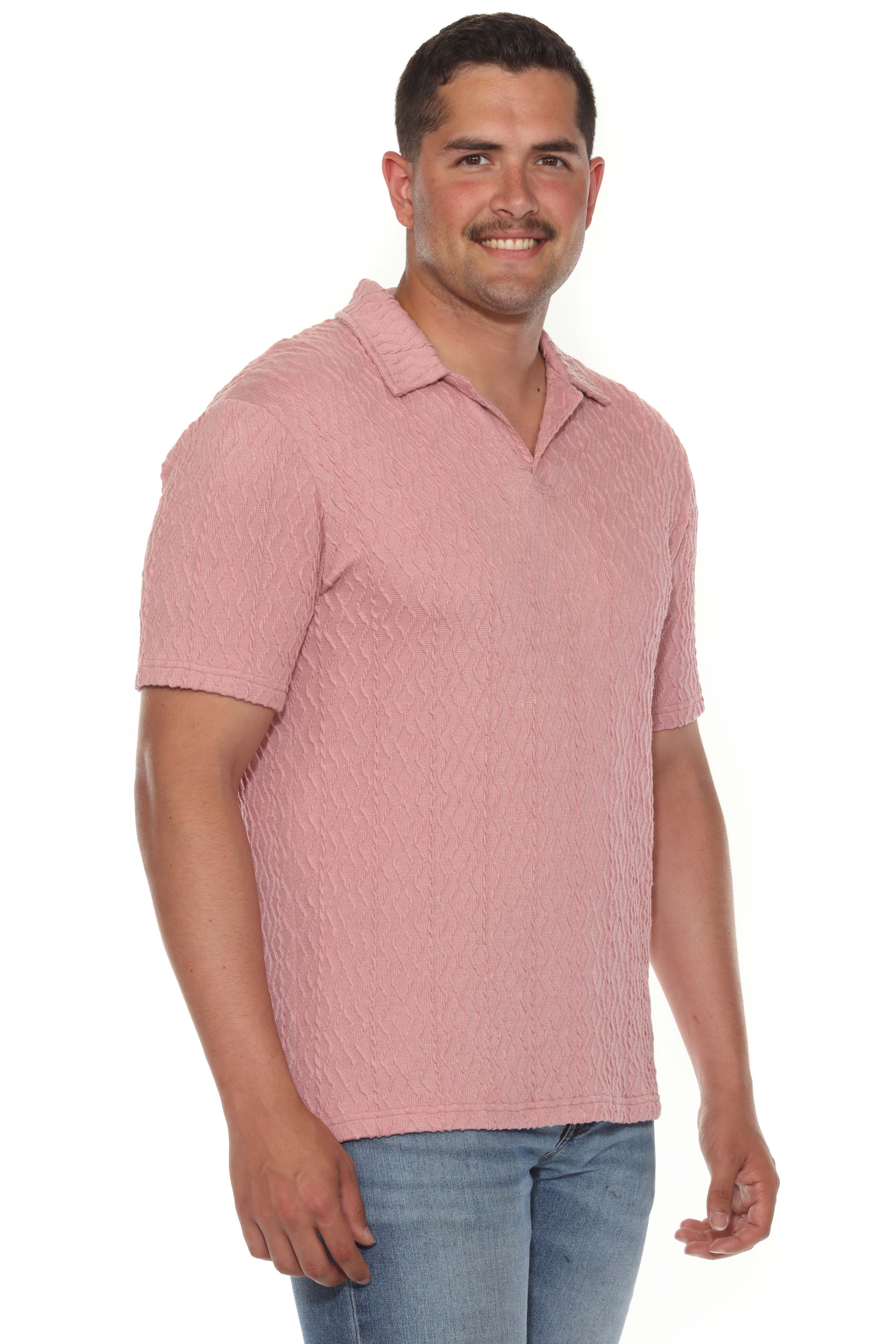 Mojito Mens Premium Stylish Polo Shirt with Modern Textured Cable Knit Pattern