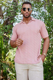 Mojito Mens Premium Stylish Polo Shirt with Modern Textured Cable Knit Pattern