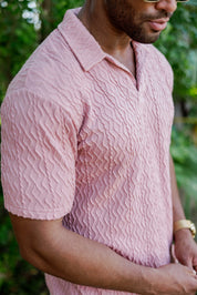 Mojito Mens Premium Stylish Polo Shirt with Modern Textured Cable Knit Pattern