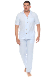 Men's Beach Resort Wear Camp Collar Shirt and Pant Lounge Set