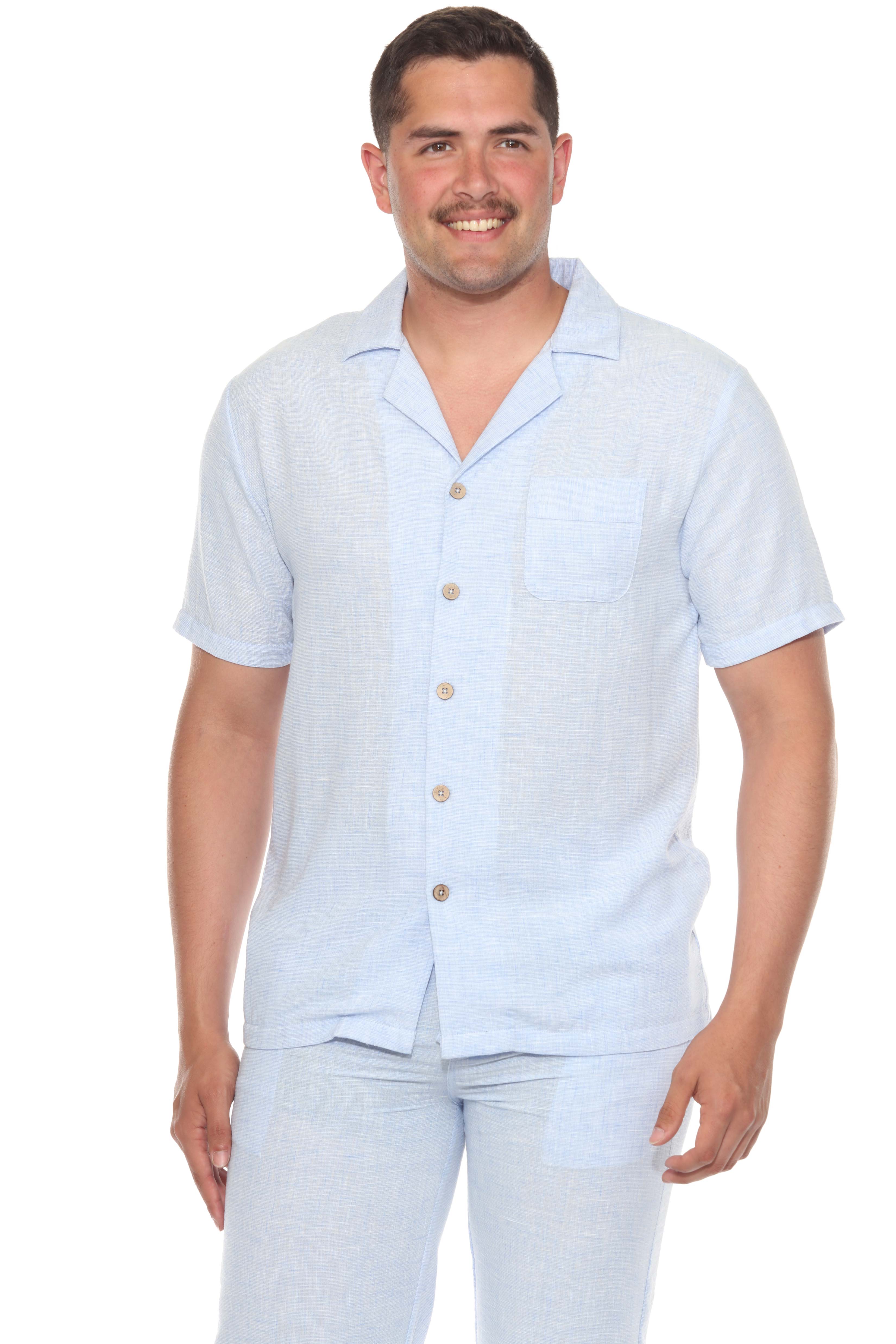 Men's Beach Resort Wear Camp Collar Shirt and Pant Lounge Set