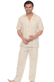 Men's Beach Resort Wear Camp Collar Shirt and Pant Lounge Set