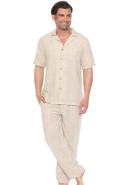 Men's Beach Resort Wear Camp Collar Shirt and Pant Lounge Set