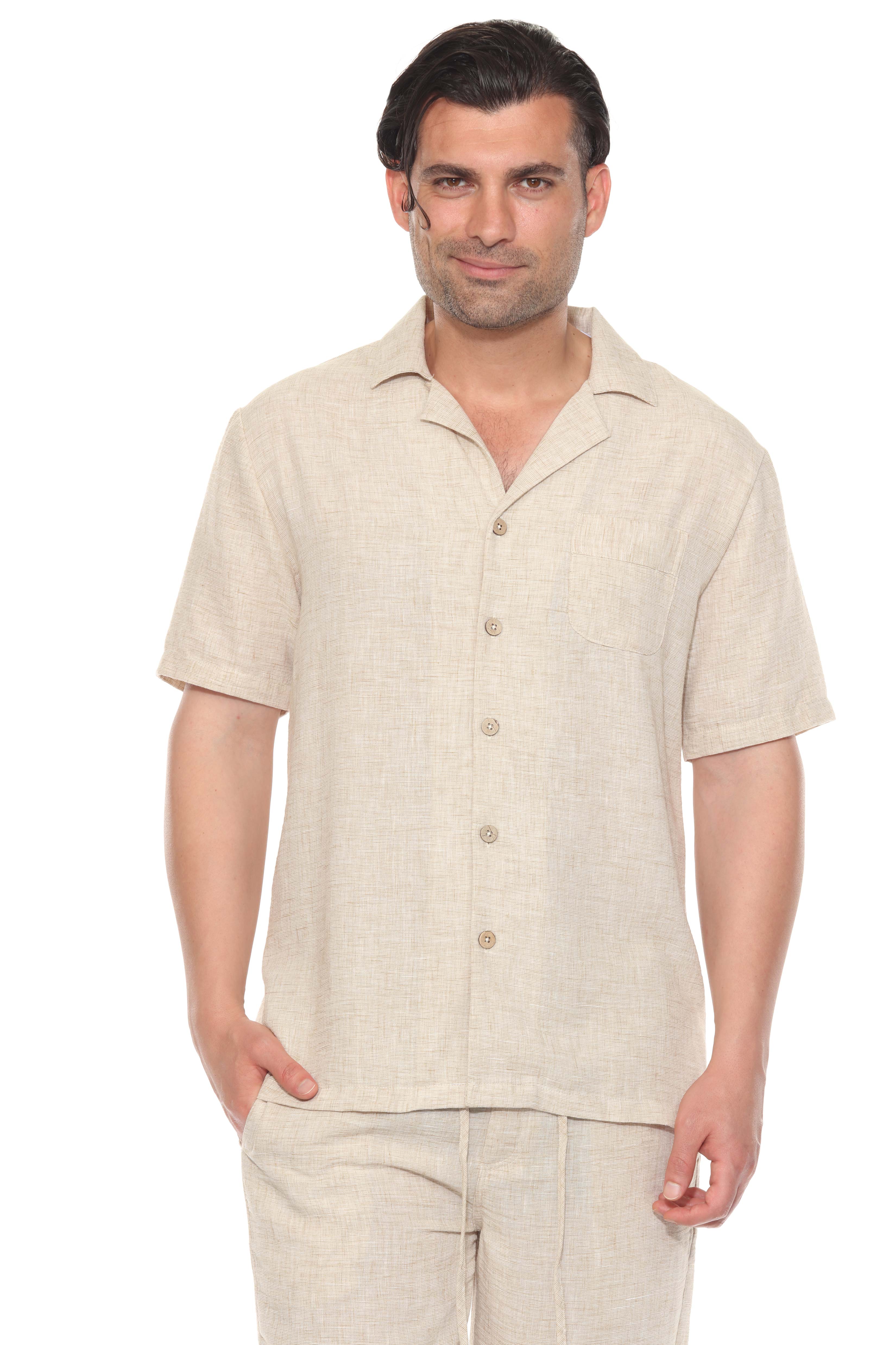 Men's Beach Resort Wear Camp Collar Shirt and Pant Lounge Set