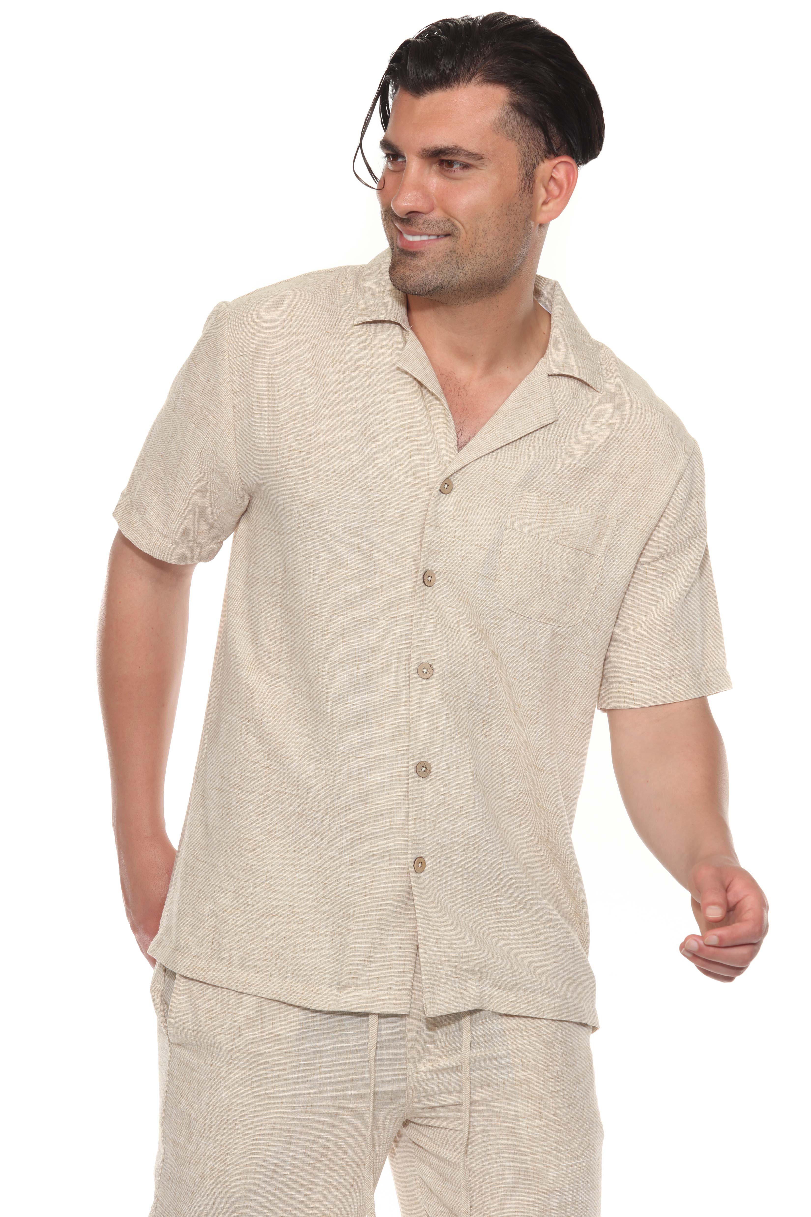 Men's Beach Resort Wear Camp Collar Shirt and Pant Lounge Set