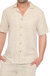 Men's Beach Resort Wear Camp Collar Shirt and Pant Lounge Set
