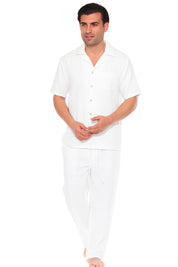 Men's Beach Resort Wear Camp Collar Shirt and Pant Lounge Set
