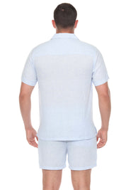 Men's Beach Resort Wear Lounge Short Set with Drawstring Shirt