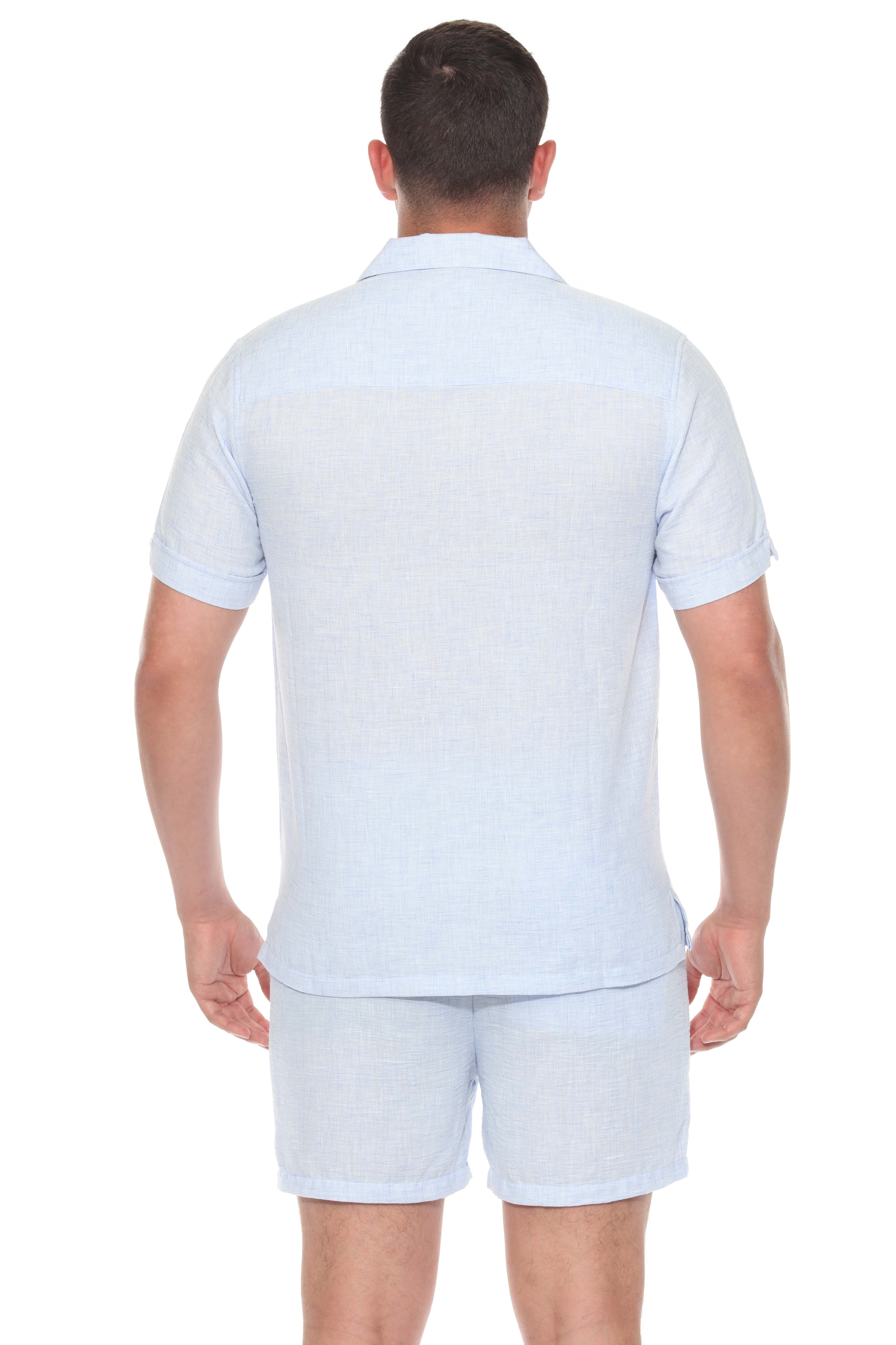 Men's Beach Resort Wear Lounge Short Set with Drawstring Shirt