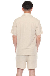 Men's Beach Resort Wear Lounge Short Set with Drawstring Shirt