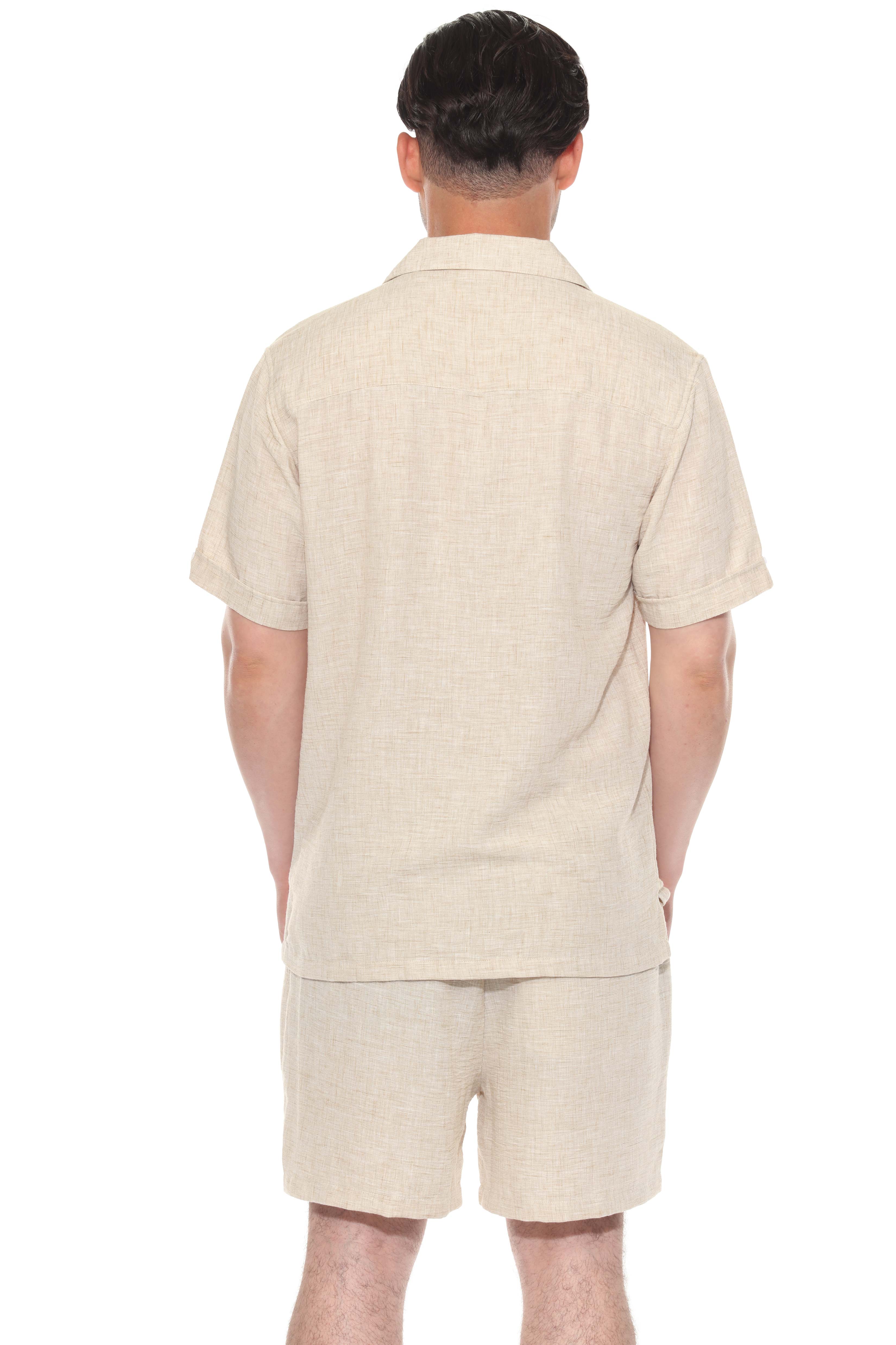 Men's Beach Resort Wear Lounge Short Set with Drawstring Shirt