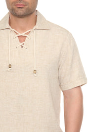 Men's Beach Resort Wear Lounge Short Set with Drawstring Shirt