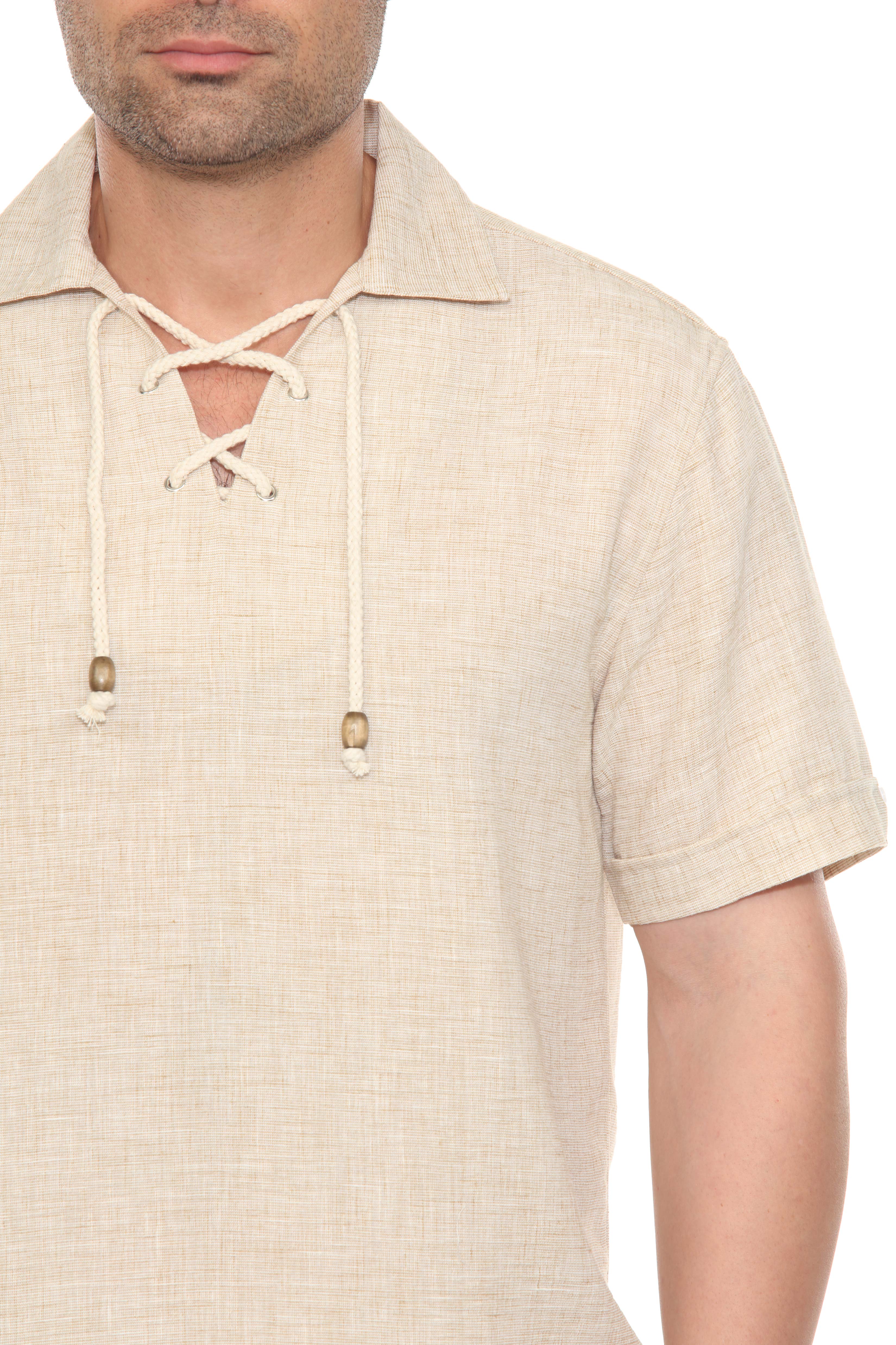 Men's Beach Resort Wear Lounge Short Set with Drawstring Shirt