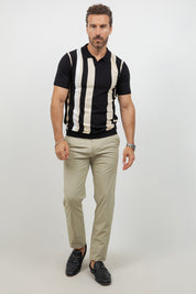 Polo informal con estampado de rayas texturizadas y elegante