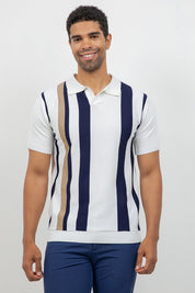 Polo informal con estampado de rayas texturizadas y elegante