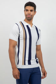 Polo informal con estampado de rayas texturizadas y elegante