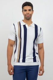 Polo informal con estampado de rayas texturizadas y elegante