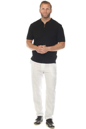 Men's Stylish Premium Knit Textured Polo Shirt with Stripe Accents