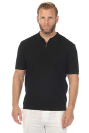 Men's Stylish Premium Knit Textured Polo Shirt with Stripe Accents