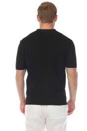 Men's Stylish Premium Knit Textured Polo Shirt with Stripe Accents