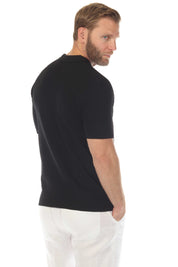 Men's Stylish Premium Knit Textured Polo Shirt with Stripe Accents