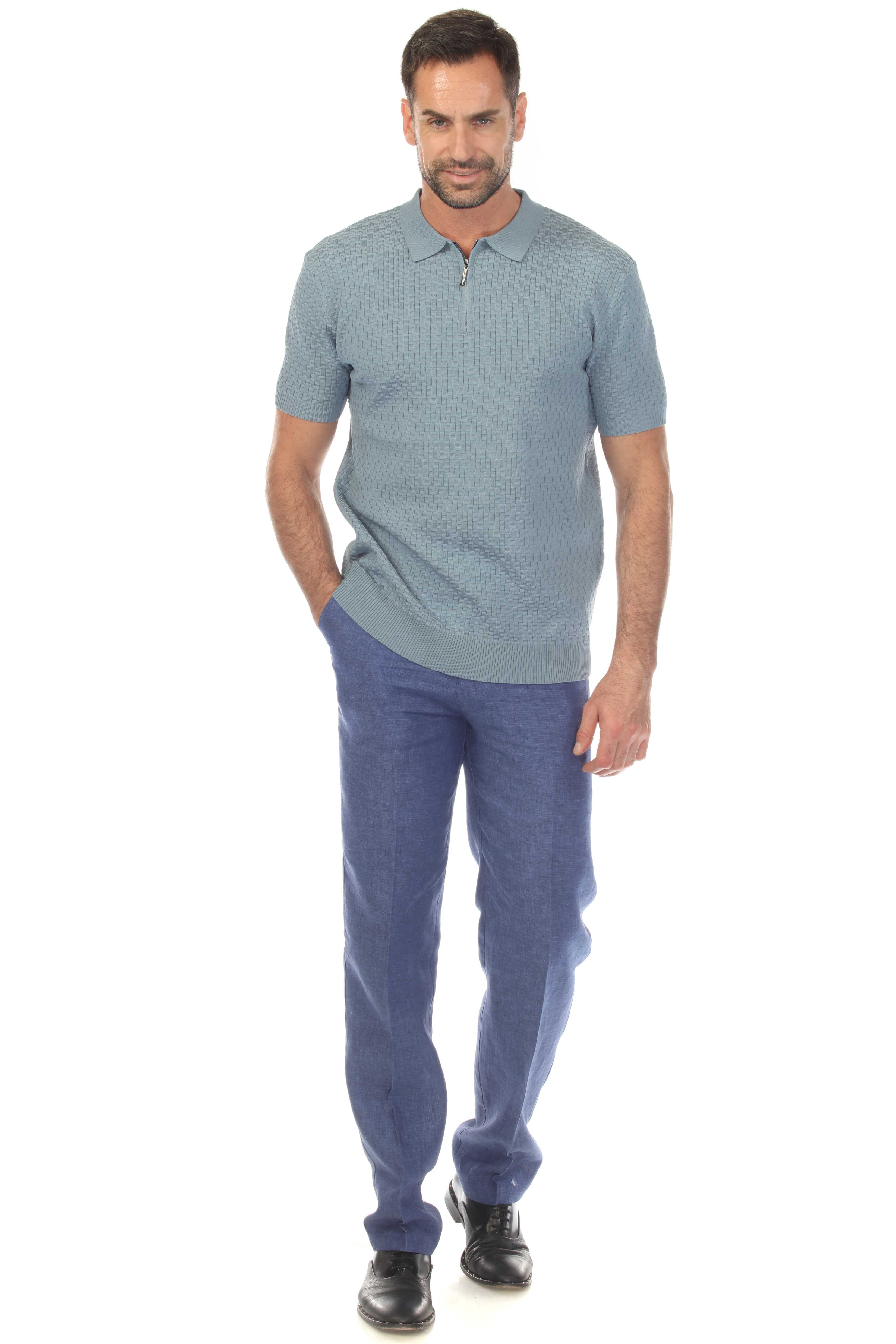 Men's Stylish Premium Knit Textured Polo Shirt with Stripe Accents