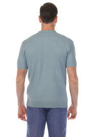 Men's Stylish Premium Knit Textured Polo Shirt with Stripe Accents