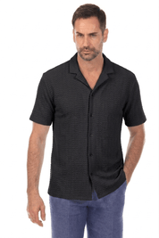 Men's Textured Button Down Knit Shirt