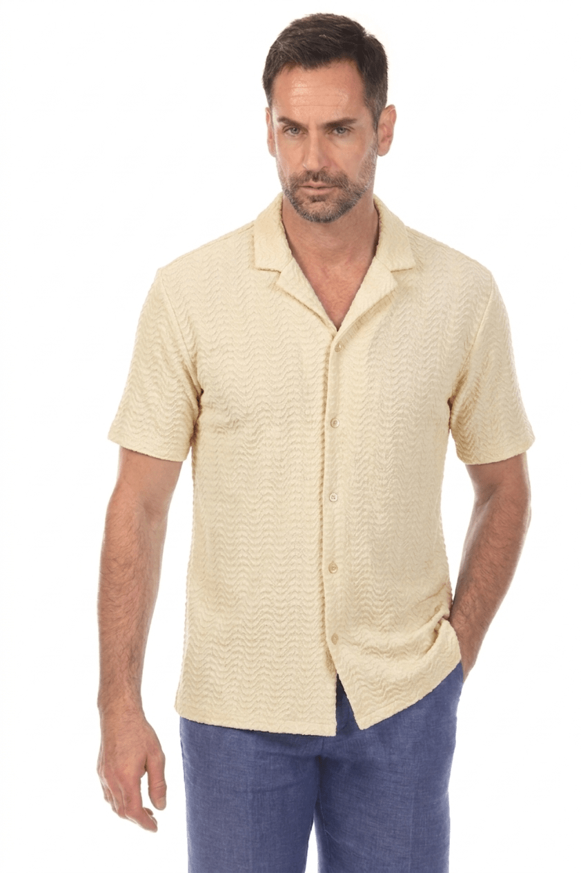 Men's Textured Button Down Knit Shirt