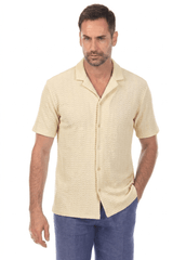 Men's Textured Button Down Knit Shirt