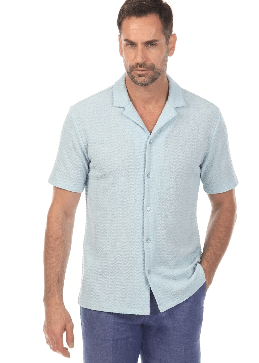 Men's Textured Button Down Knit Shirt