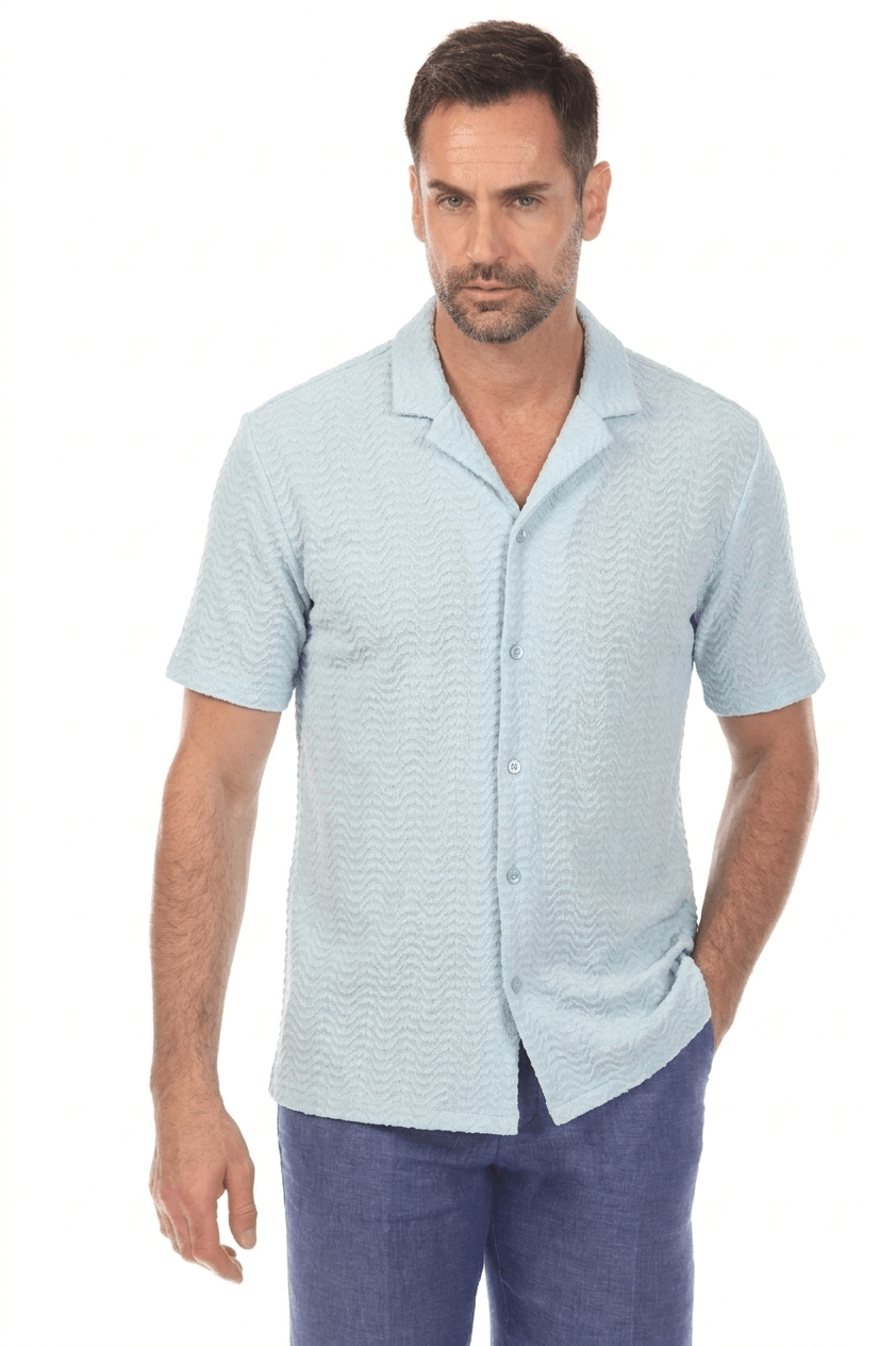 Men's Textured Button Down Knit Shirt