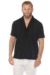 Men's Textured Button Down Knit Shirt