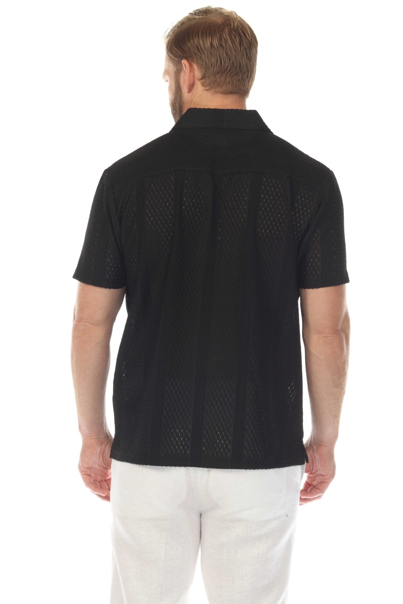 Men's Textured Button Down Knit Shirt