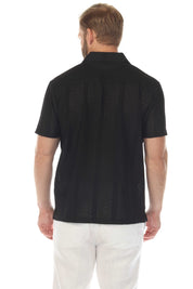 Men's Textured Button Down Knit Shirt