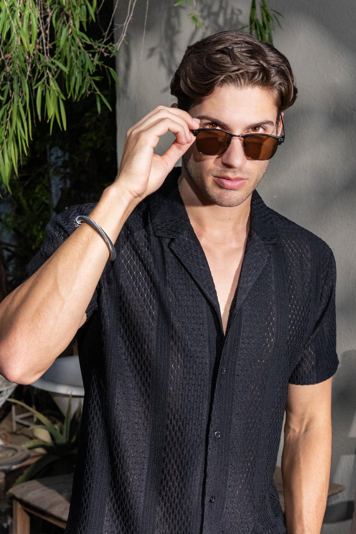 Textured Button Down Knit Shirt