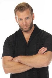 Men's Textured Button Down Knit Shirt