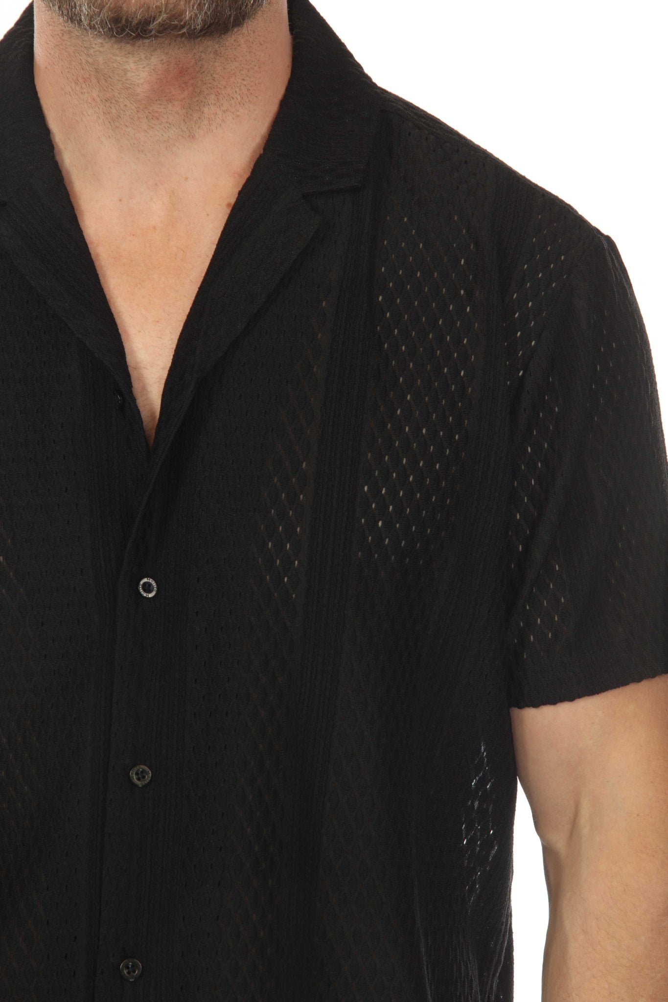 Men's Textured Button Down Knit Shirt