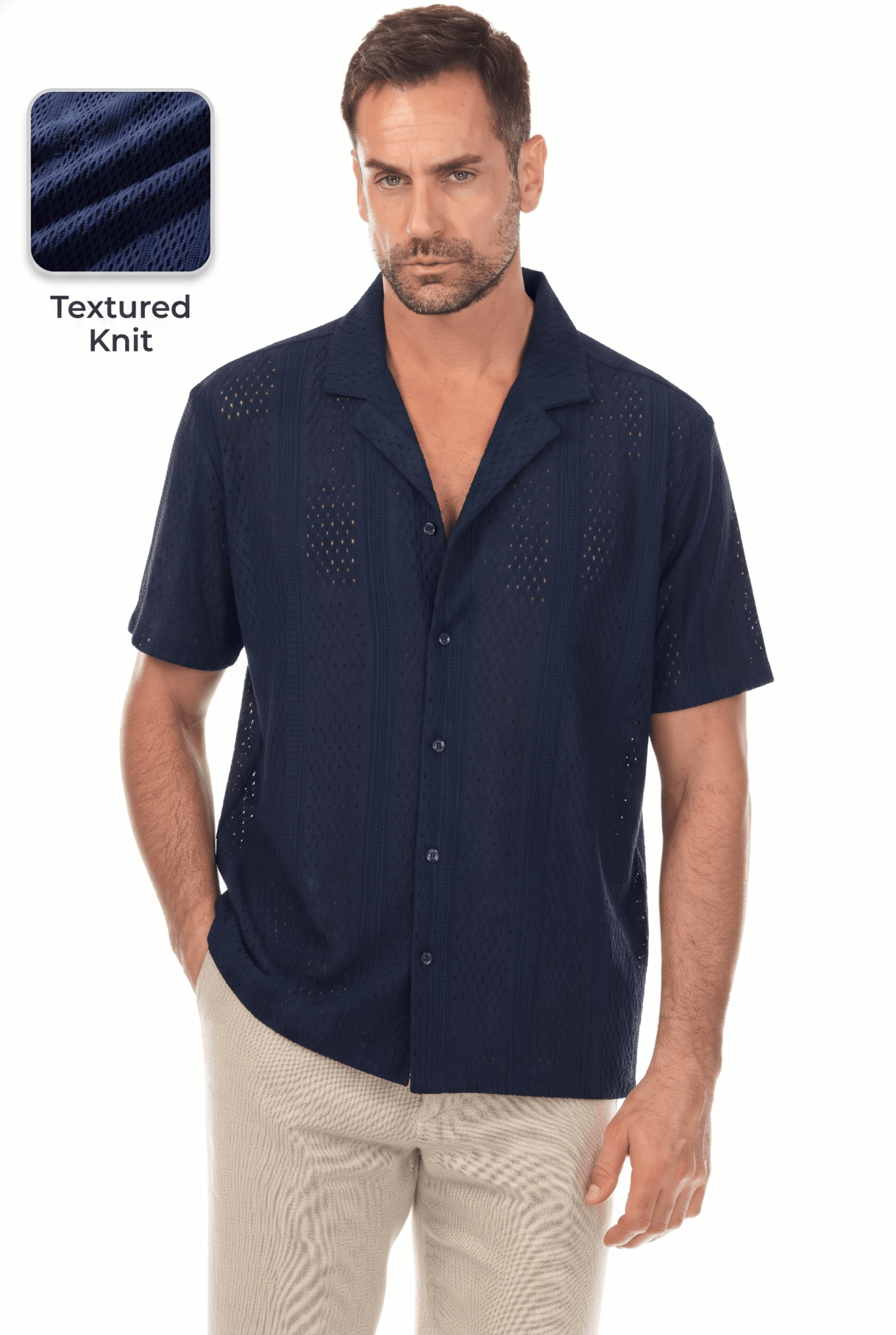 Camisa de Punto Texturizado con Botones