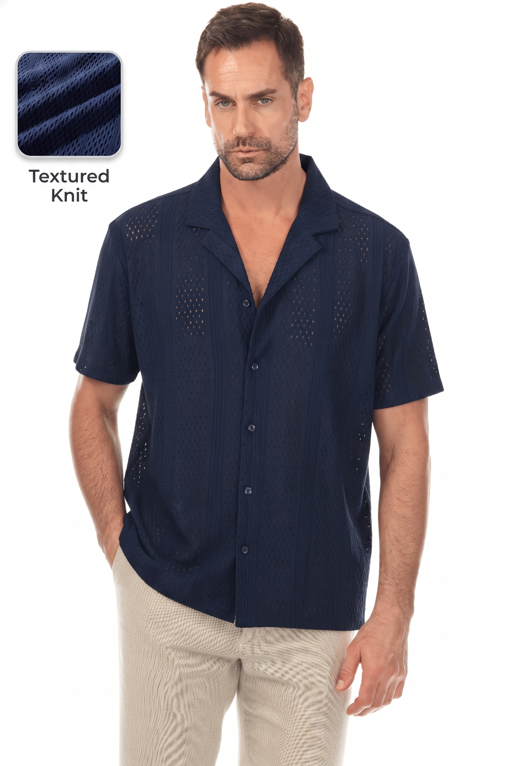 Textured Button Down Knit Shirt