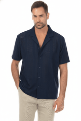 Men's Textured Button Down Knit Shirt