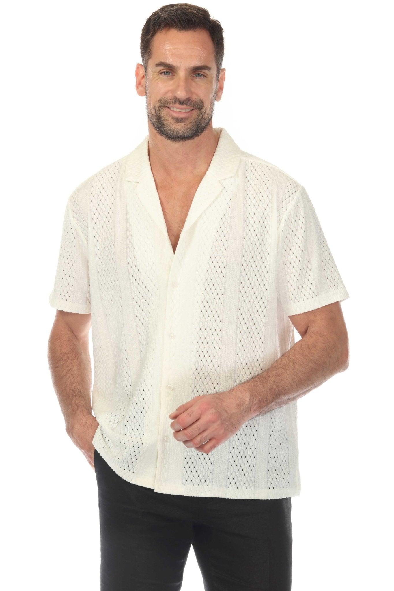 Polo elegante de primera calidad para hombre con moderno patrón de punto trenzado texturizado