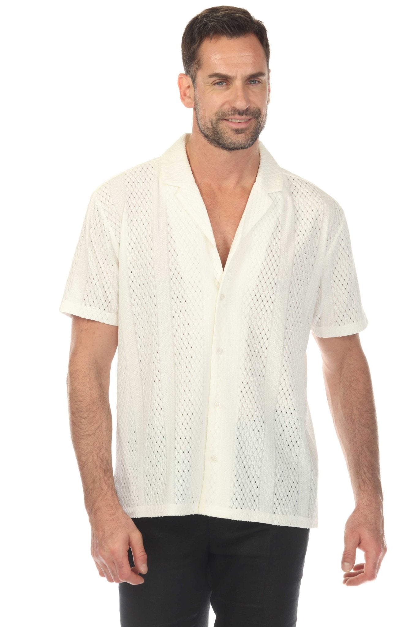 Men's Textured Button Down Knit Shirt