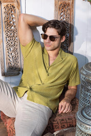 Men's Textured Button Down Knit Shirt