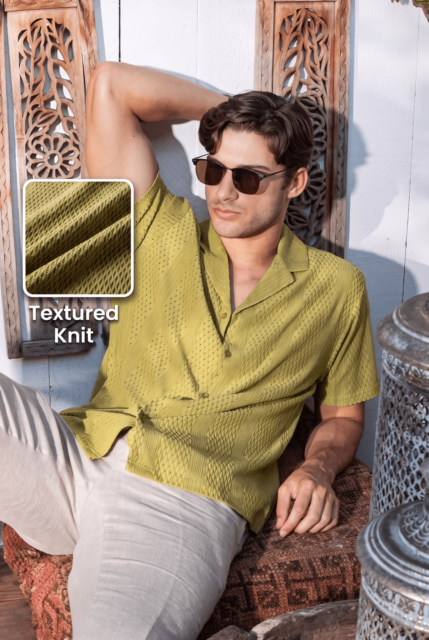 Camisa de Punto Texturizado con Botones