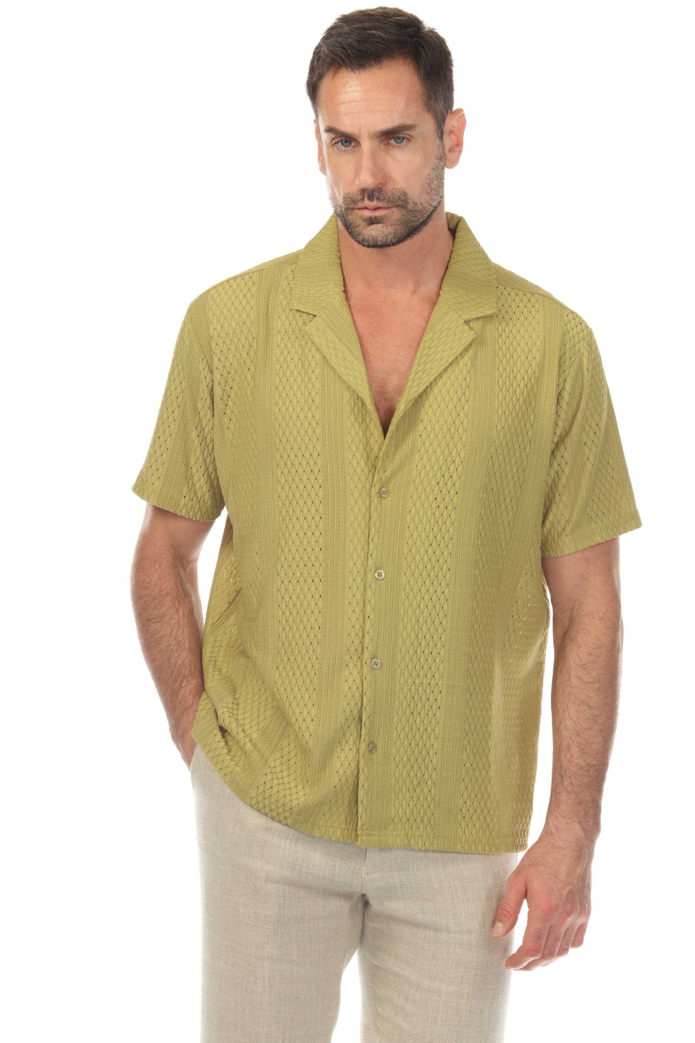 Polo elegante de primera calidad para hombre con moderno patrón de punto trenzado texturizado
