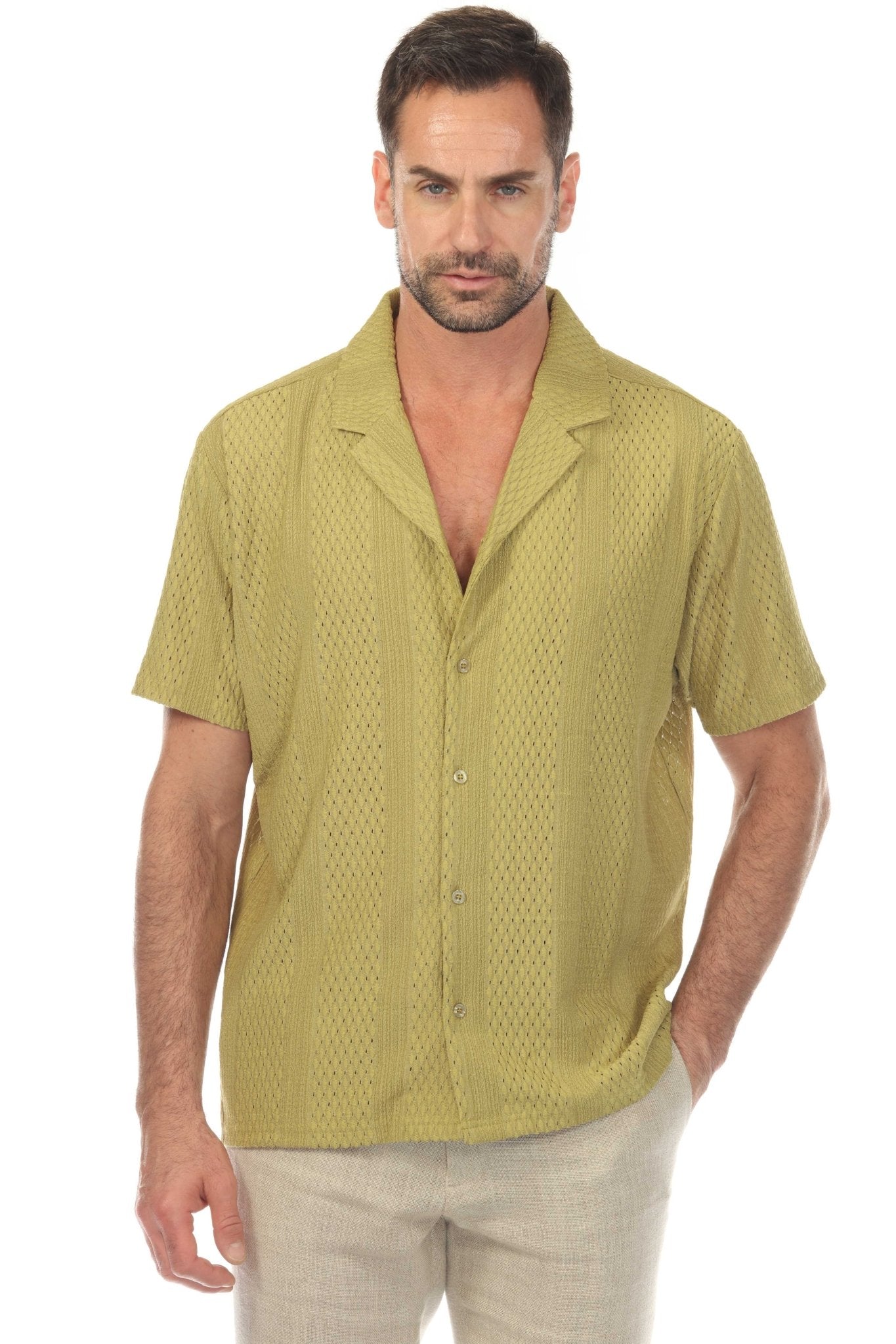 Polo elegante de primera calidad para hombre con moderno patrón de punto trenzado texturizado