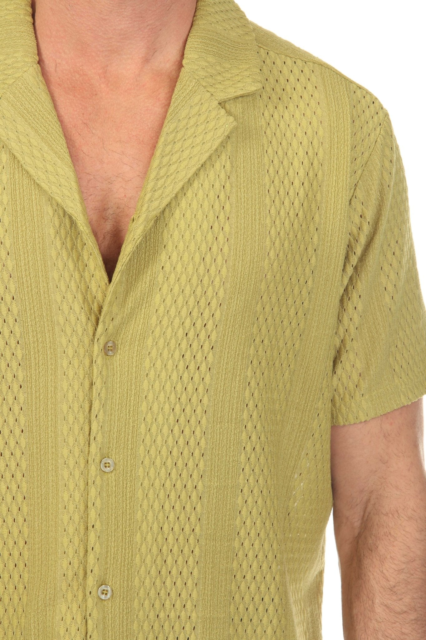 Men's Textured Button Down Knit Shirt